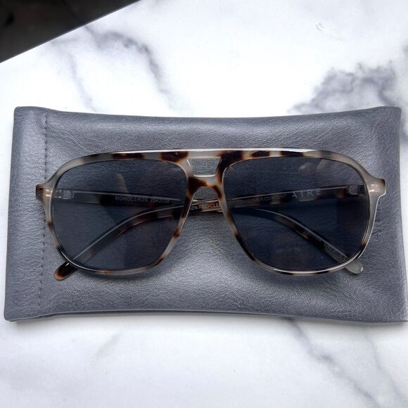 Aire Monoceros Aviator Sunglasses Cookie Tortoise Frame Smoke Tint Lens - Picture 2 of 9
